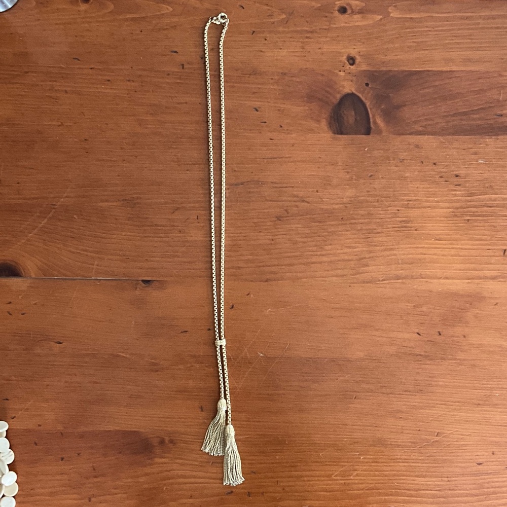 J Crew Gold Tassel Lariat Necklace